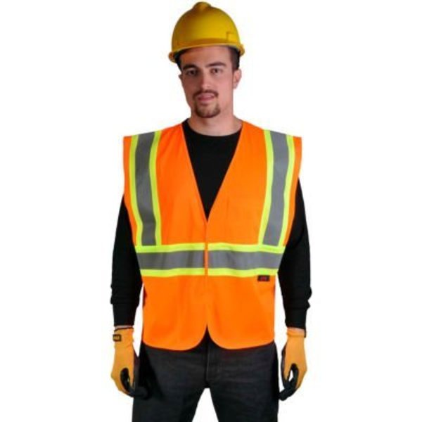Gss Safety GSS Safety 1008 Standard Class 2 Two Tone Mesh Hook & Loop Safety Vest, Orange, XL 1008-XL
